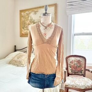 long sleeve V neck top Self Esteem size XL